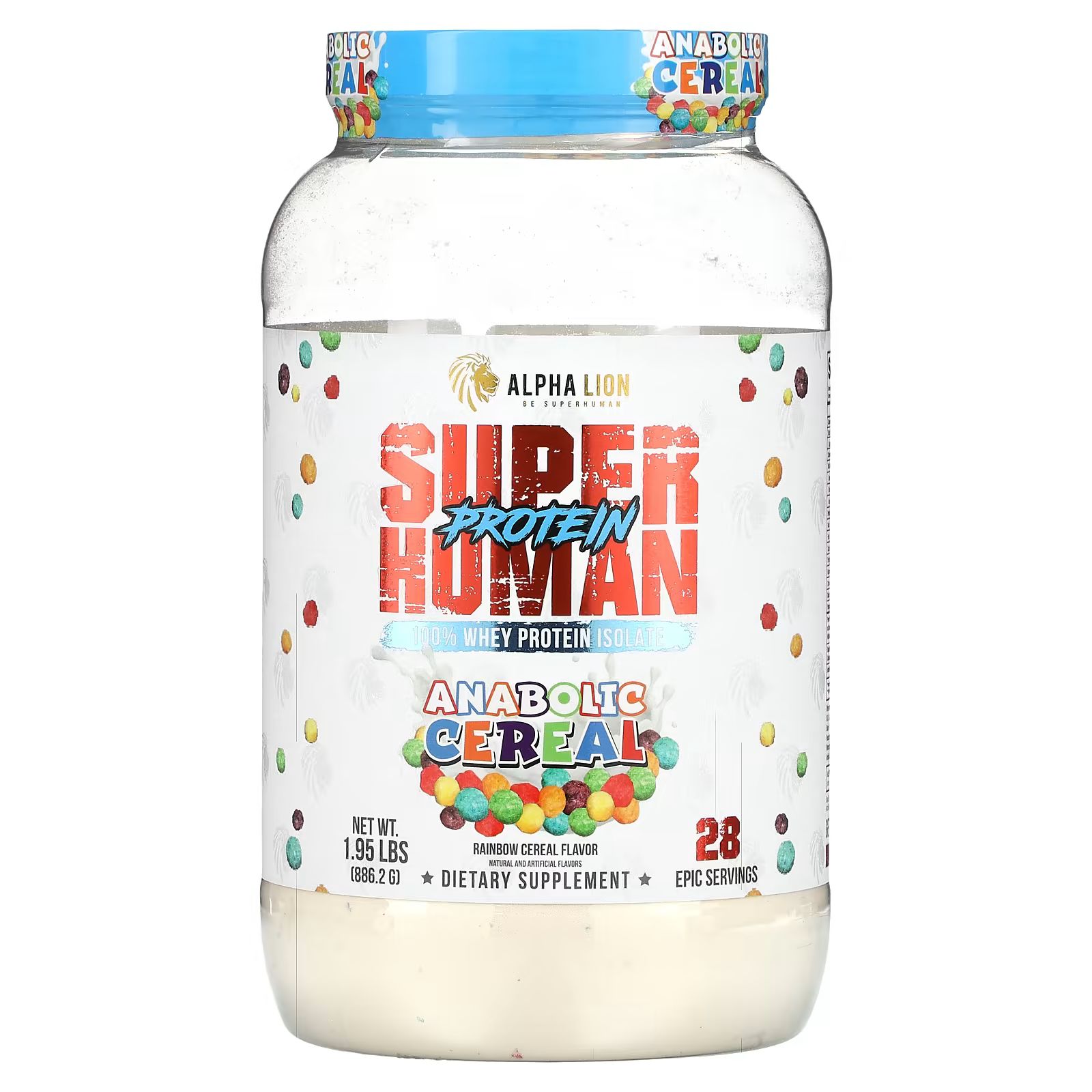 

SuperHuman Protein, Анаболические хлопья, радужная каша, 886,2 г (1,95 фунта) Alpha Lion