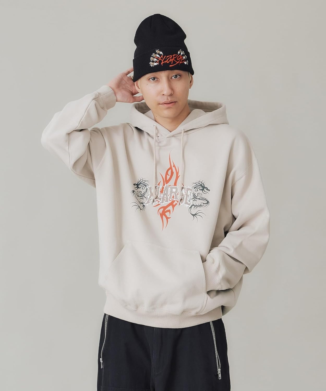 

Толстовка с капюшоном «Дракон» Мужская толстовка с капюшоном Xlarge, бежевый