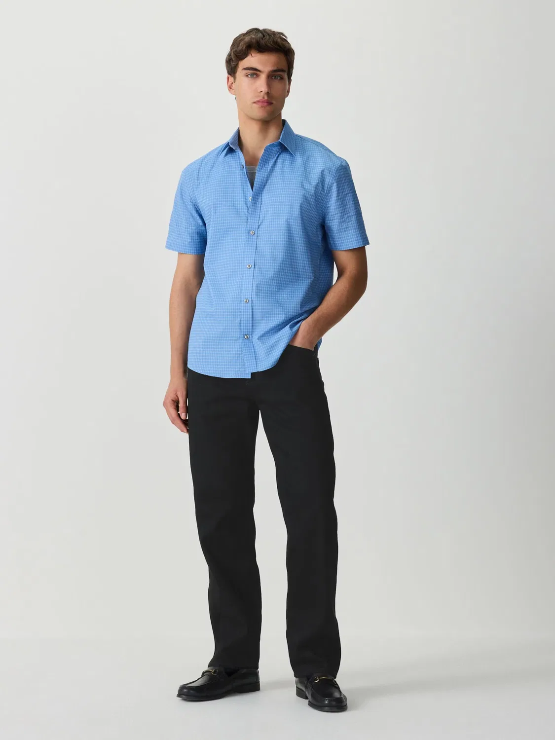 Рубашка на пуговицах стандартного кроя 'N. Premium' Next, Blue/Light Blue — фото 4