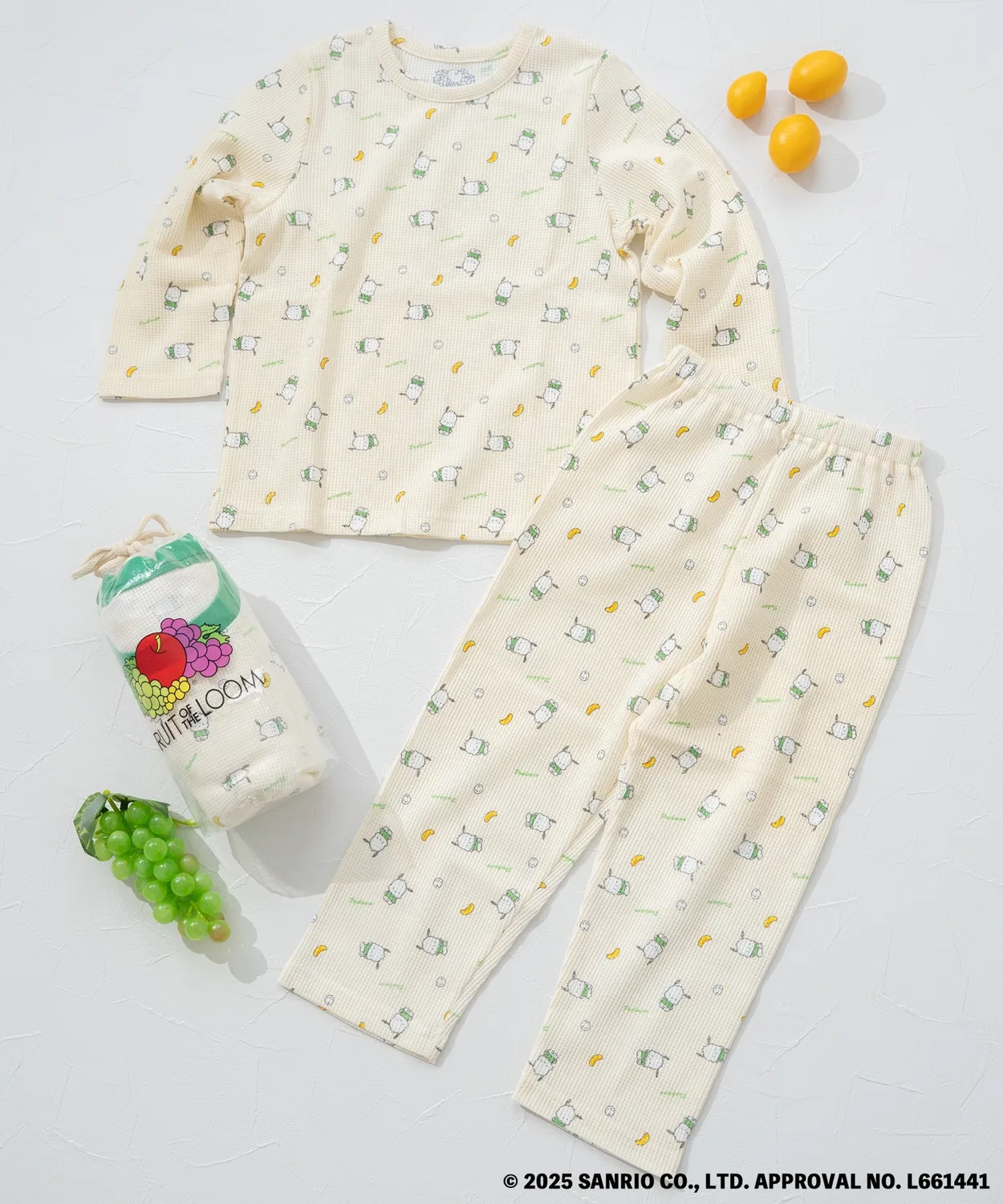 Детский комплект пижамы Fruit of the Loom x Sanrio, 2 предмета, зелёный