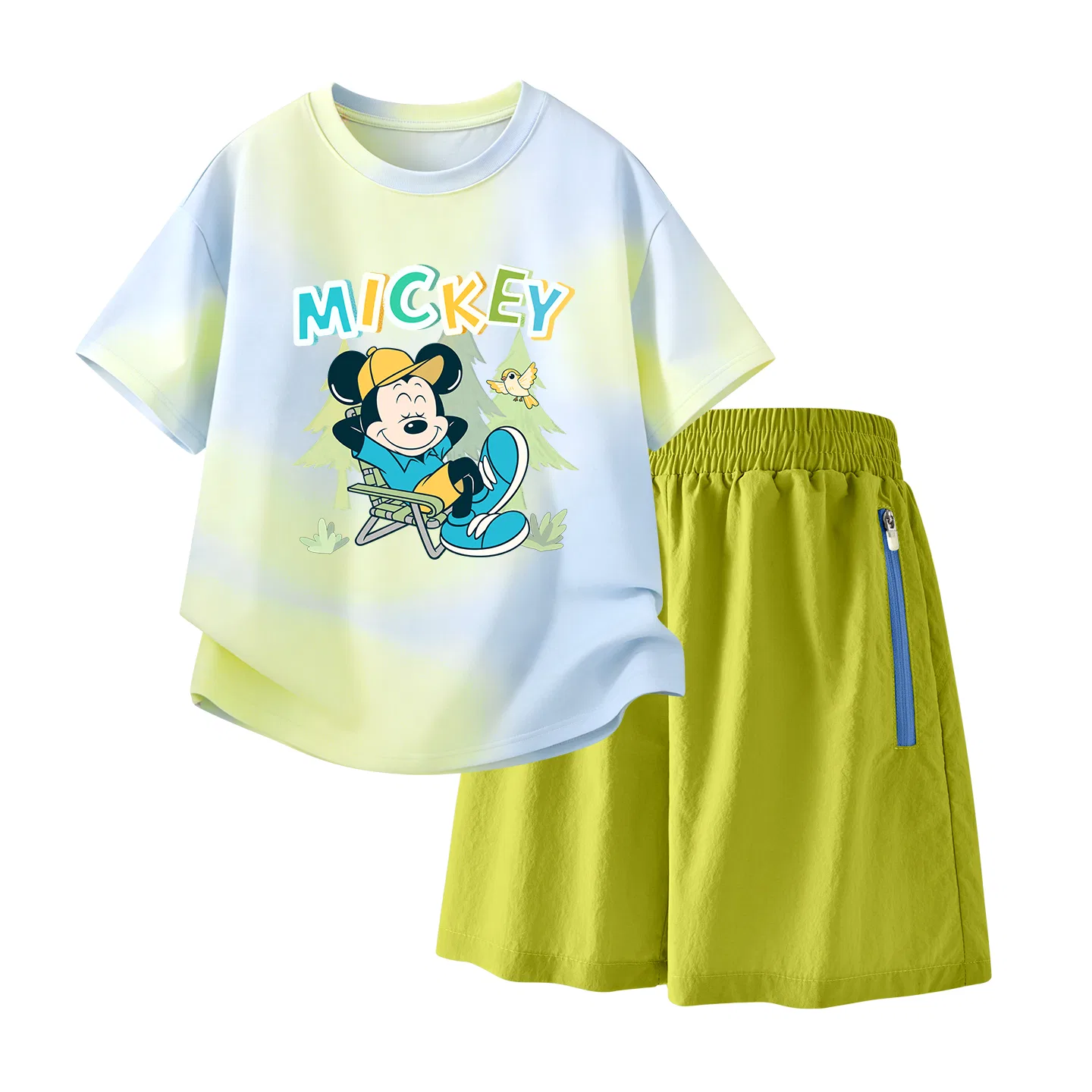 Детский спортивный костюм Casual Sportswear 2 Piece Set Disney, Di Lift Eye K Yellow Pink+Solid Color Mint Green — фото 3