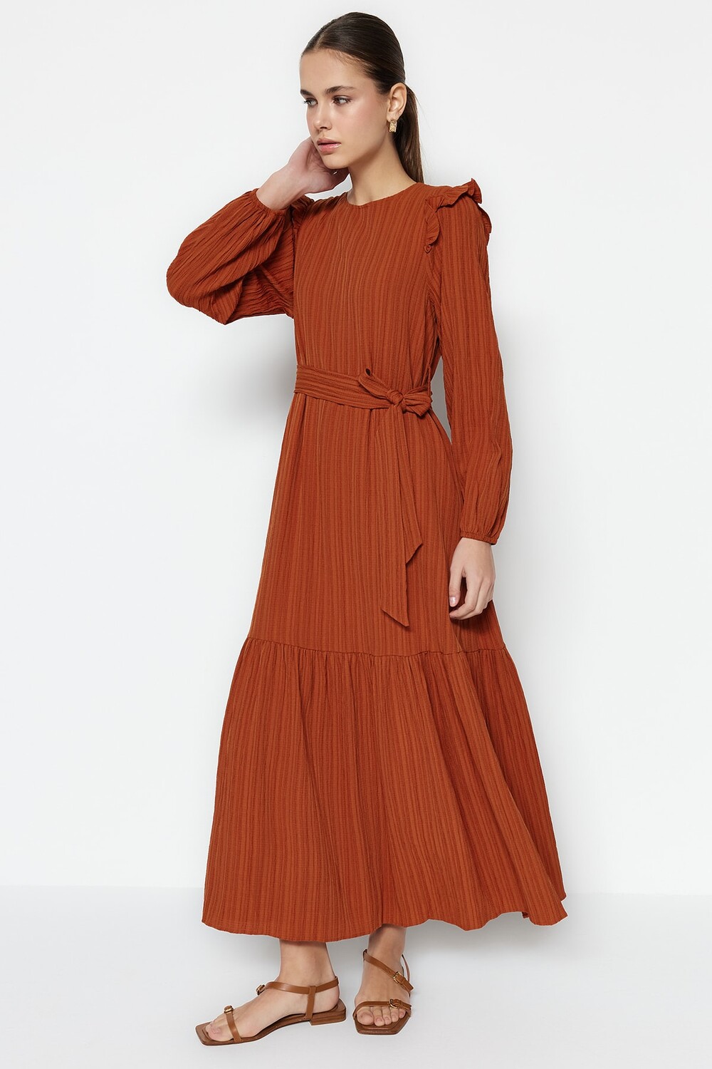 

Платье - Оранжевый - А-силуэт Trendyol Modest, оранжевый