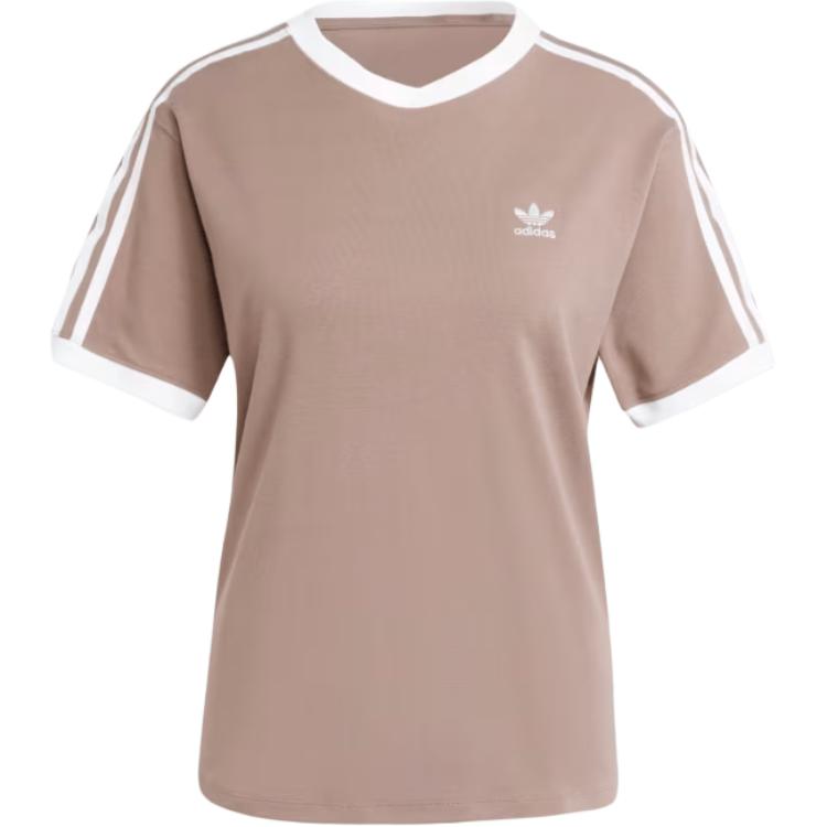 

Adidas Женская футболка Originals с тремя полосками в цвете коричневый след