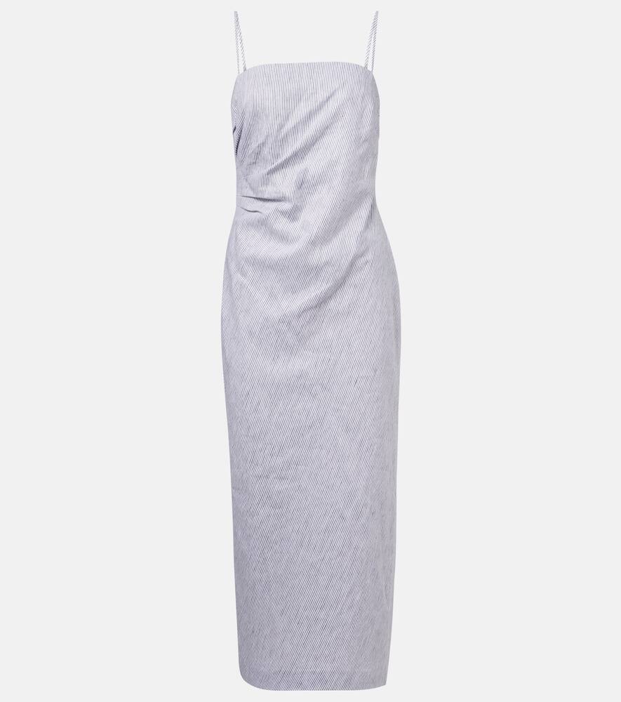 

Хлопковое и льняное миди-платье Vince, Iris Slate/Off White