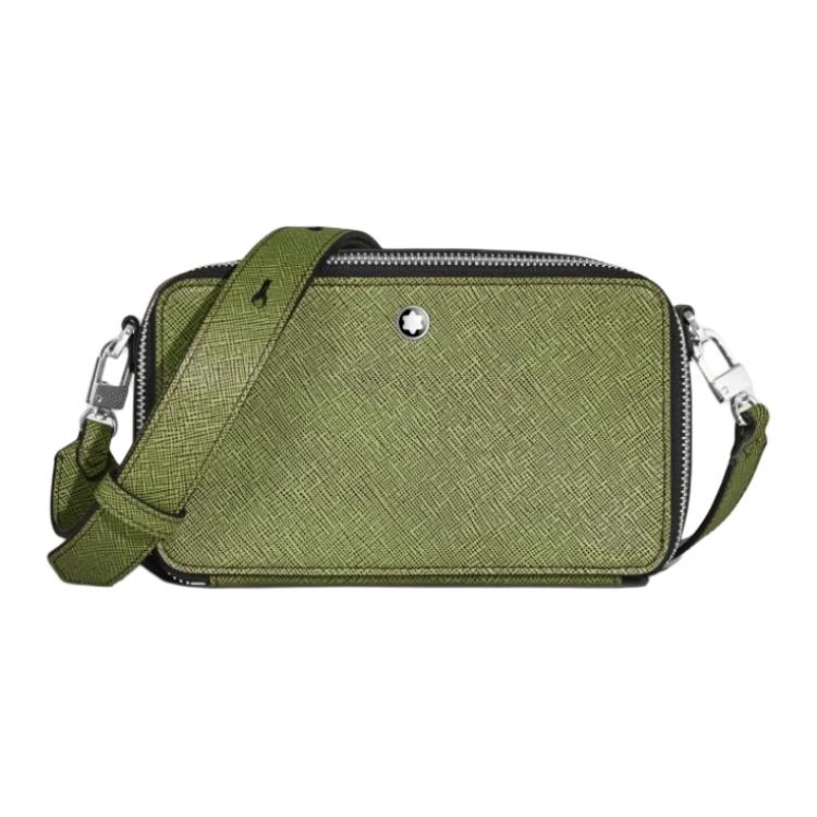 

MONTBLANC Кожаная наплечная сумка через плечо унисекс лаймово-зеленого и бордового цветов