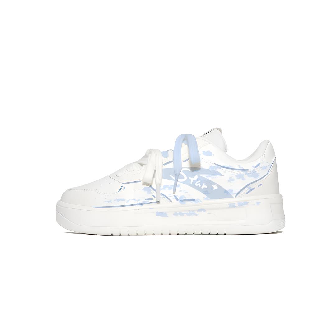 

ANTA Easy Star Line Blue, освежающий кампусный стиль, милый, сладкий стиль, нишевые парные белые туфли Synthetic Leather