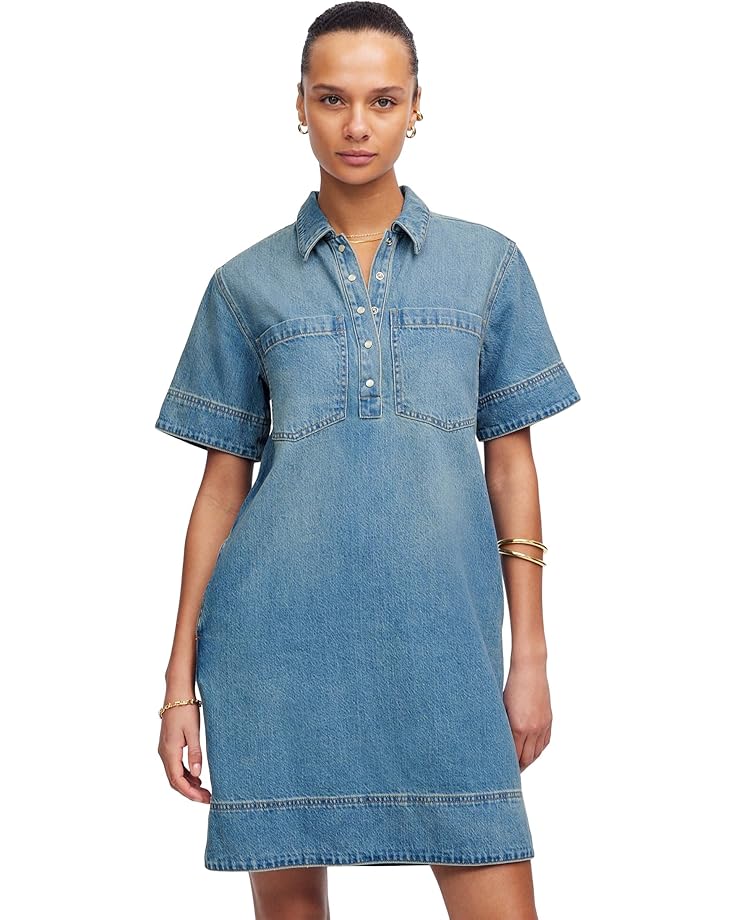 

Платье Madewell Short Sleeve Popover Denim Mini Dress In Robertson, цвет Robertson Wash