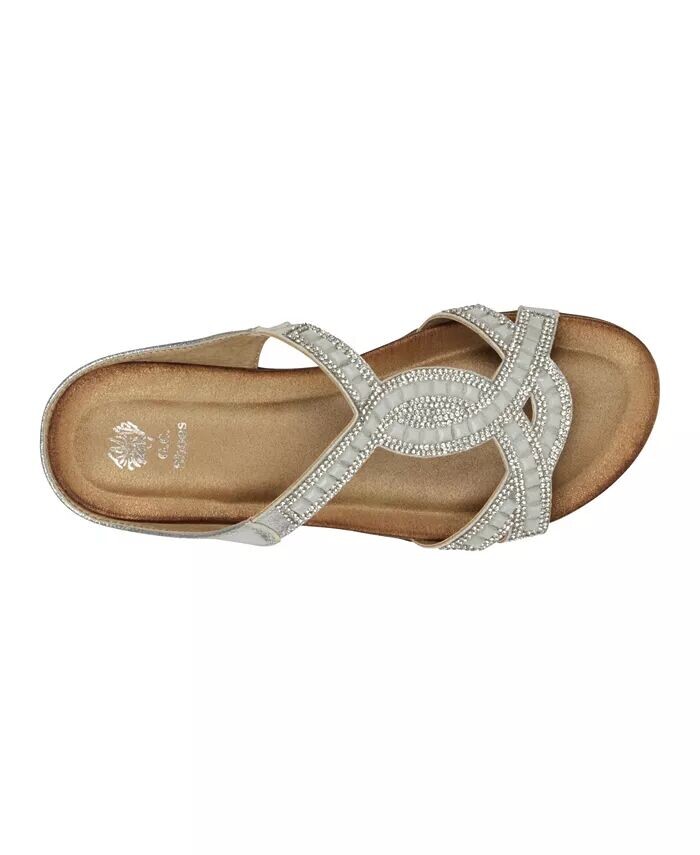 Женские шлепанцы с украшением Alora на плоской подошве GC Shoes, серый — фото 4