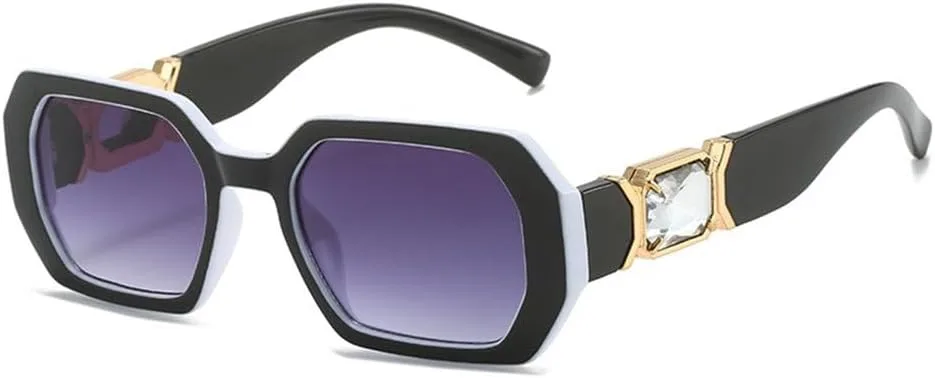 

Роскошные женские солнцезащитные очки большого размера с бриллиантами, прямоугольные, в винтажном стиле, с полосками, защита от УФ-излучения UV400 TYUVIVO, C3