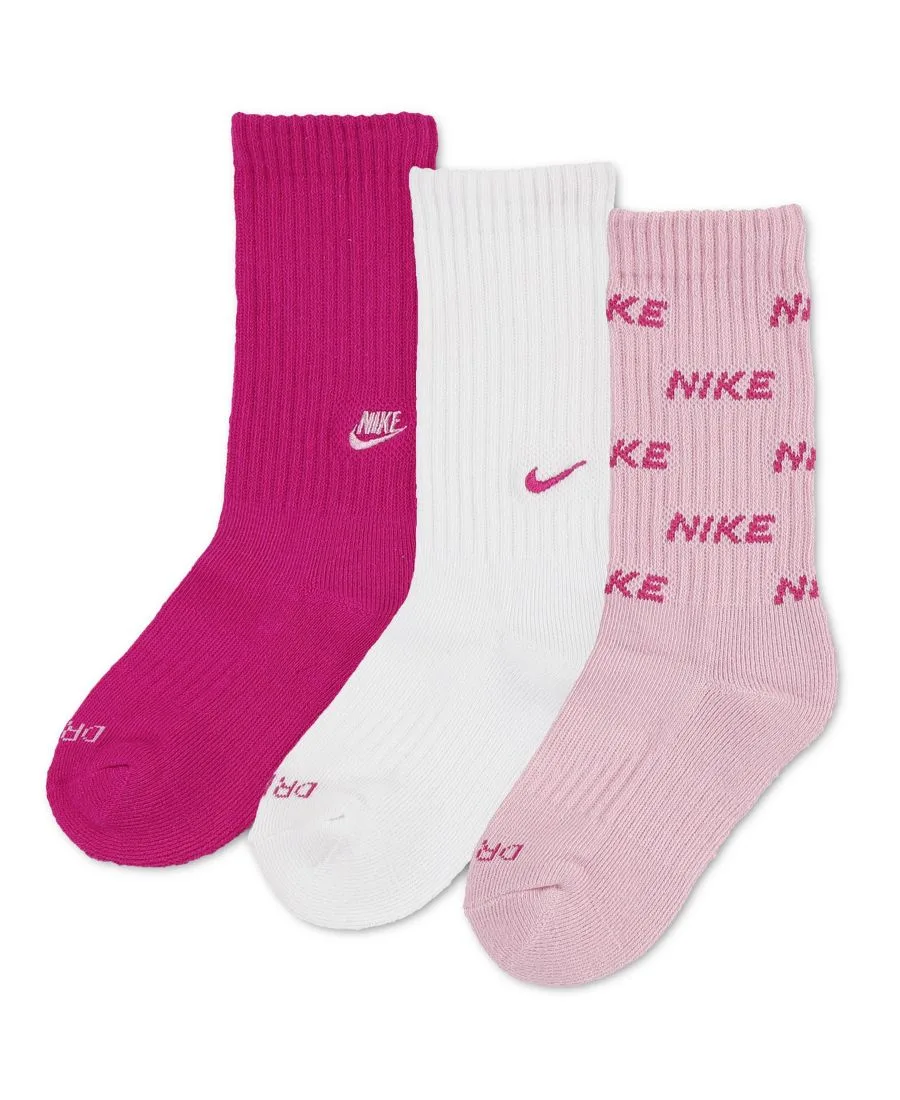 Детские носки с вышитым логотипом (5-7 лет), комплект из 3 пар Nike, розовый/белый