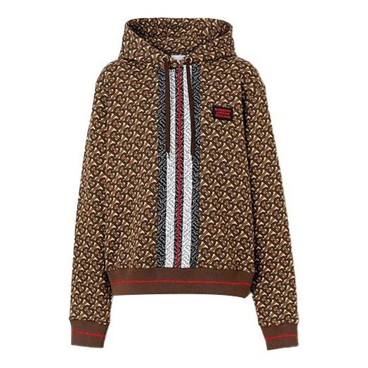 

Свитер logo stripes prints cotton hoodie brown Burberry, коричневый