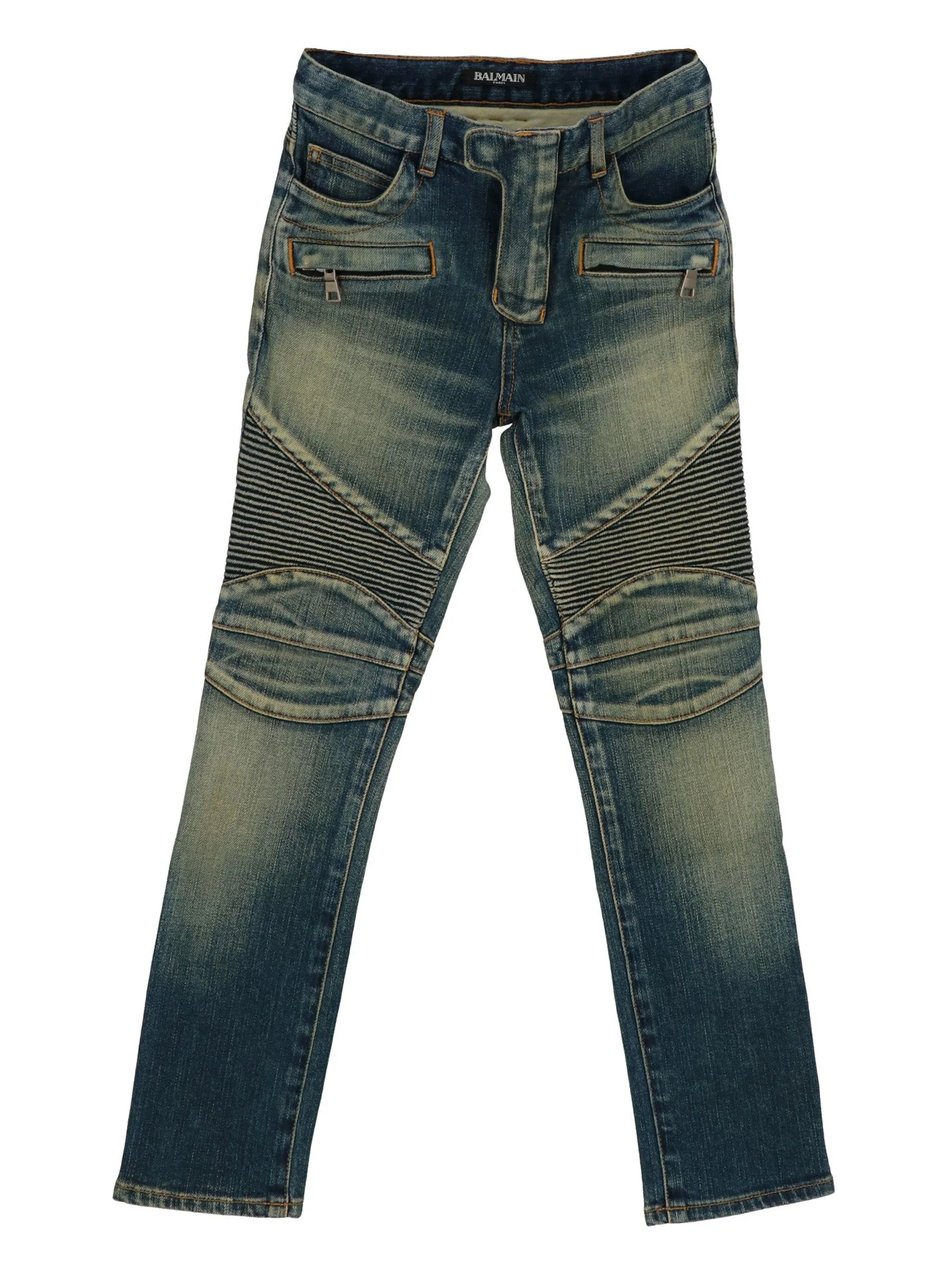 

Джинсы с панелями из пяти карманов Balmain Kids, синий