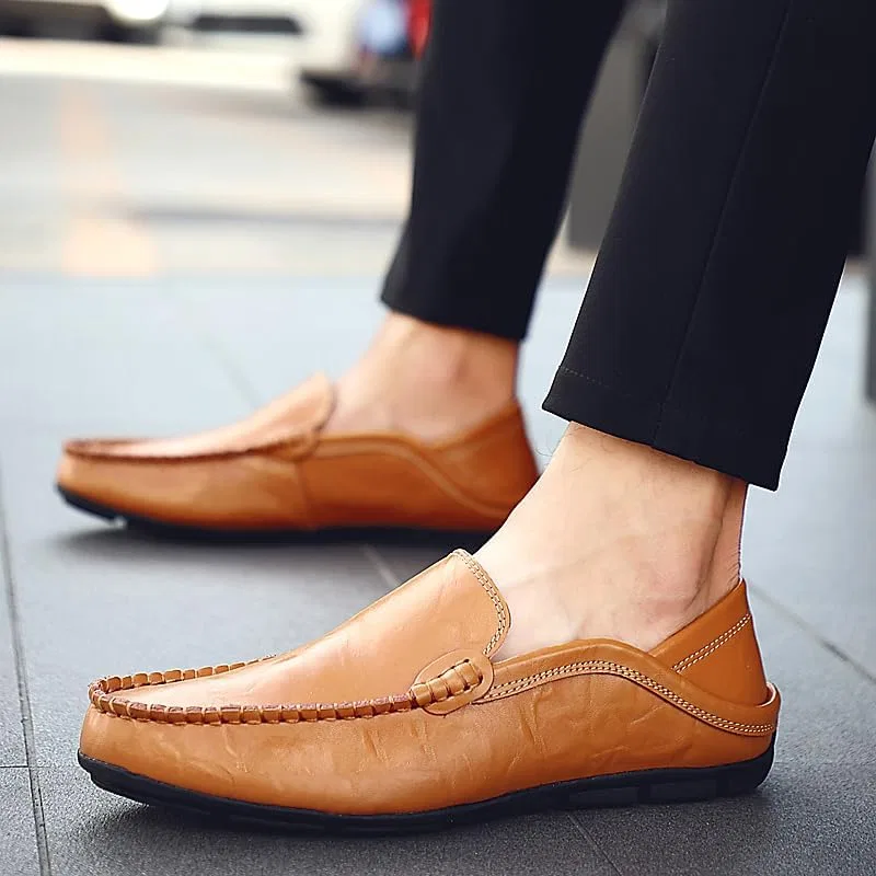 Мужские мокасины Adhdyuud Loafers, дышащие, желтые — фото 3
