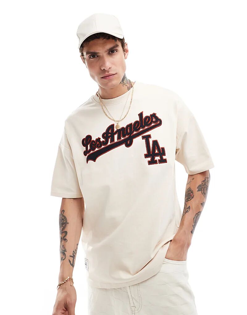 

Футболка с контрастным логотипом LA Dodgers кремового цвета New Era