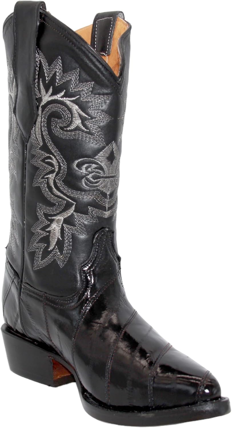 

Мужские ковбойские сапоги The Western Shops из натуральной кожи угря с кожаным носком J, черный