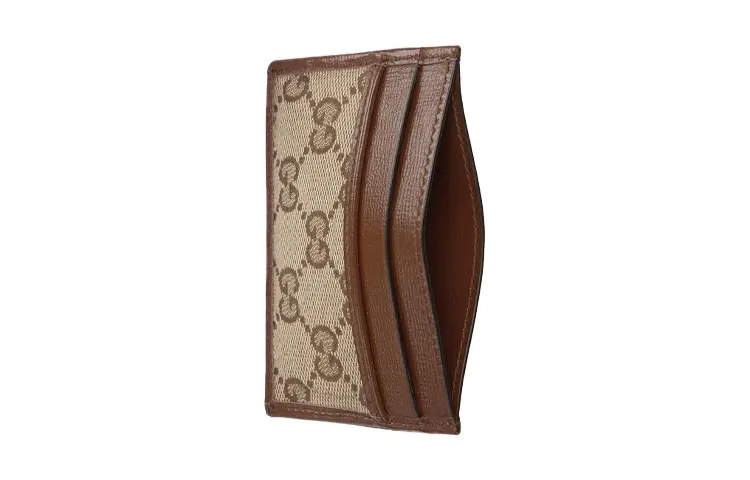 GUCCI Холщовый картхолдер с кожаным отделением — фото 2