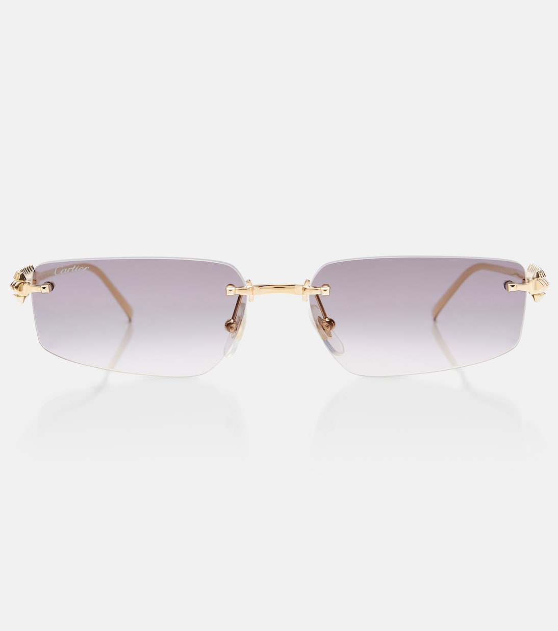 

Прямоугольные солнцезащитные очки Clash De Cartier Cartier Eyewear Collection, Gold-Gold-Grey