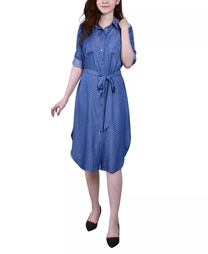 

Миниатюрное джинсовое платье с рукавами-подкладками 3/4 NY Collection, синий