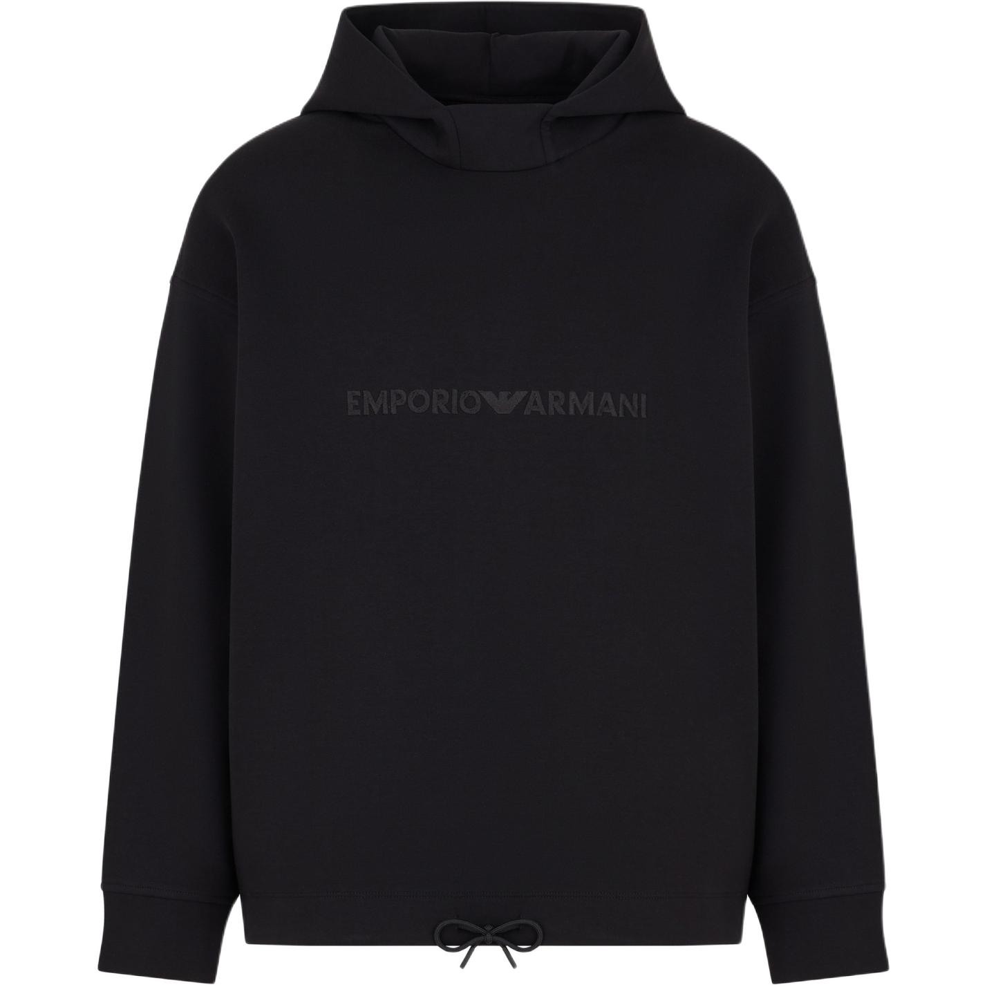 Толстовка с вышитым логотипом и кулиской EMPORIO ARMANI, черная — фото 2