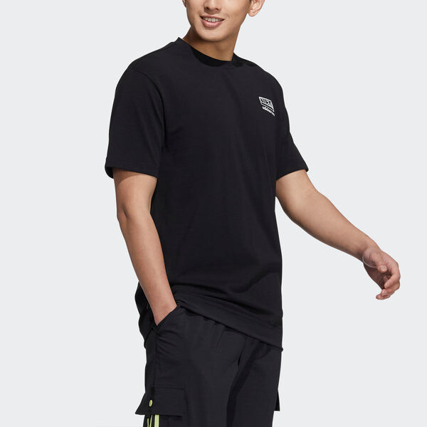Футболка neo m pk mix gr tee casual sports breathable short sleeve black Adidas, черный — фото 4