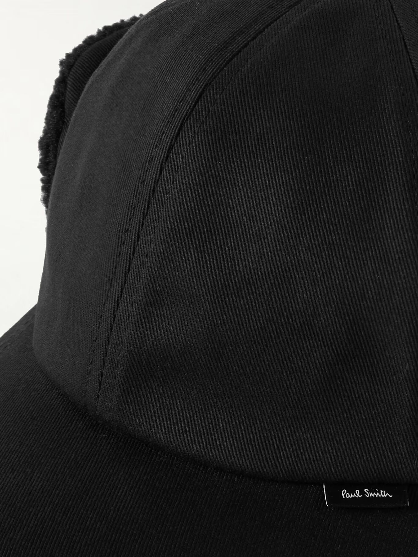 

Шапка-ушанка из хлопкового твила с отделкой из искусственной овчины PAUL SMITH, черный