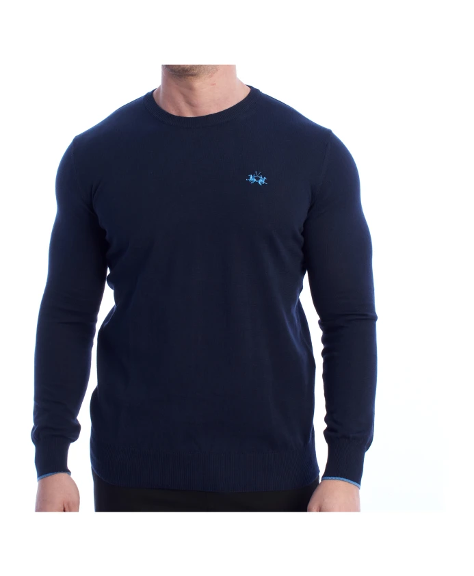 

Базовая хлопковая футболка с круглым вырезом La Martina, синий