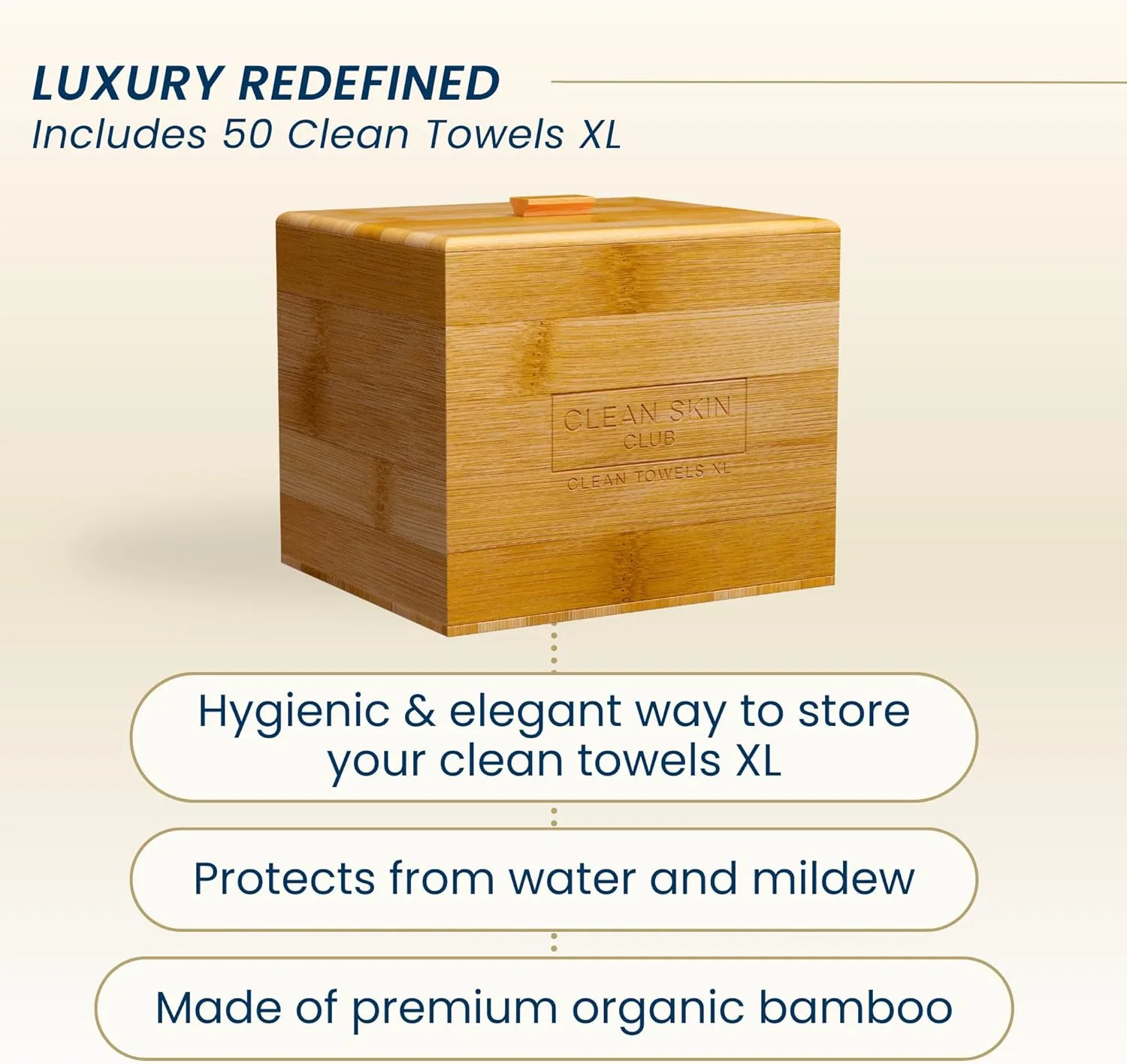 Салфетки для лица одноразовые Clean Skin Club Luxe Bamboo Box 50 шт. — фото 2