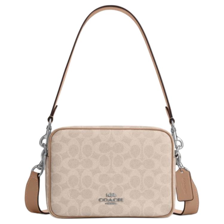 

Сумка через плечо для фотоаппарата из искусственной кожи, маленькая женская, песочный и тауп COACH, basic set (bag+dust bag)