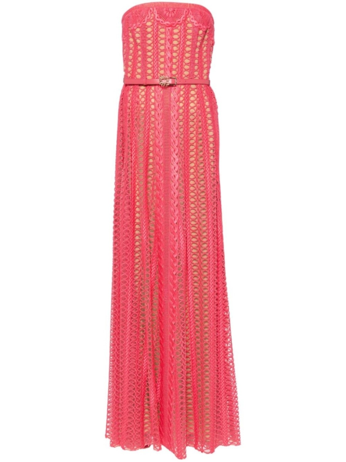 

Elie Saab длинное платье в технике макраме, розовый