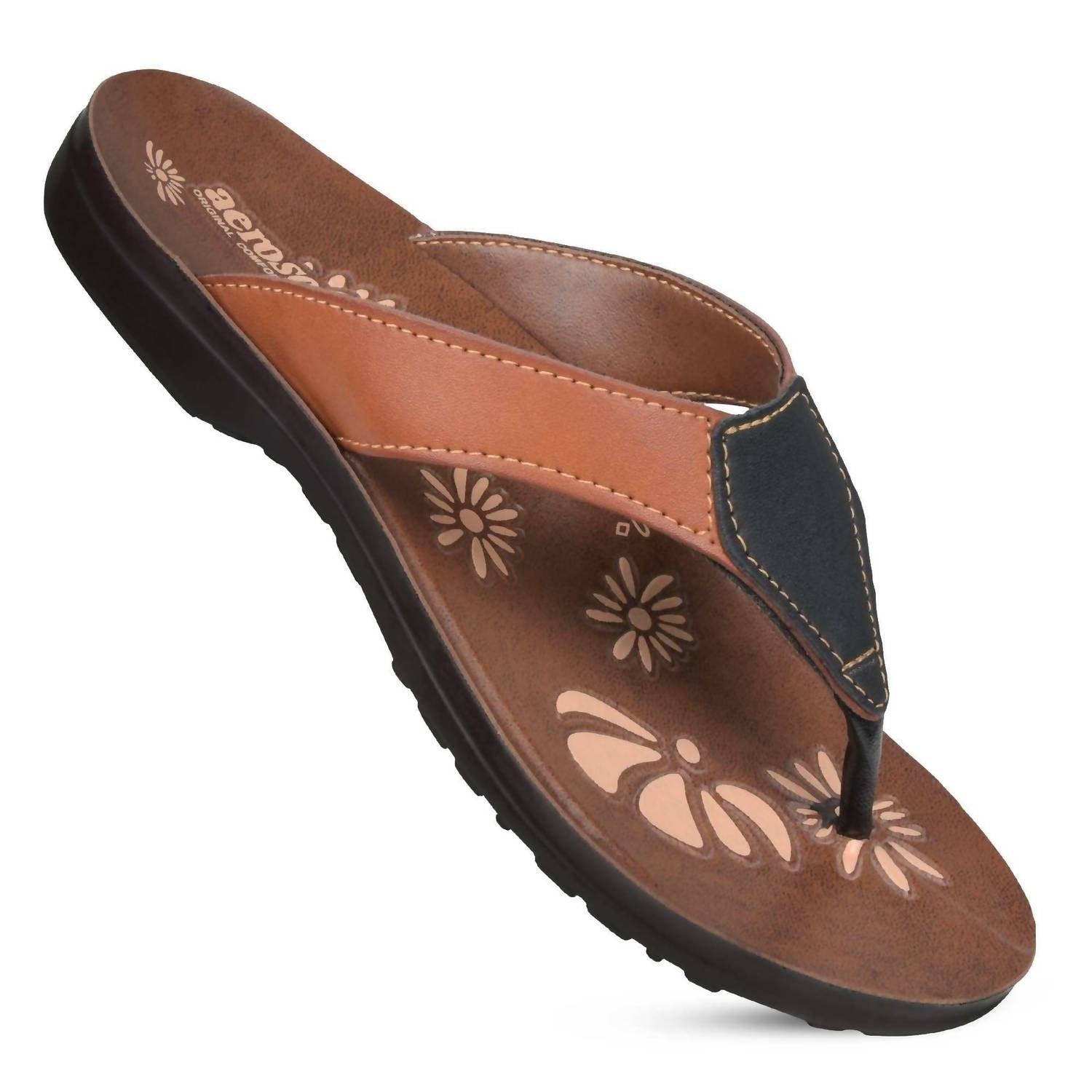 Women's Paradigm Thong Flip Flops Sandals In Tan Aerosoft, Tan