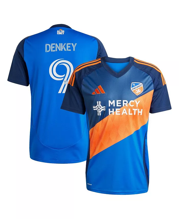 

Мужская футболка Kevin Denkey Blue FC Cincinnati 2025 Orange and Blue Legacy Kit Replica Player Jersey adidas