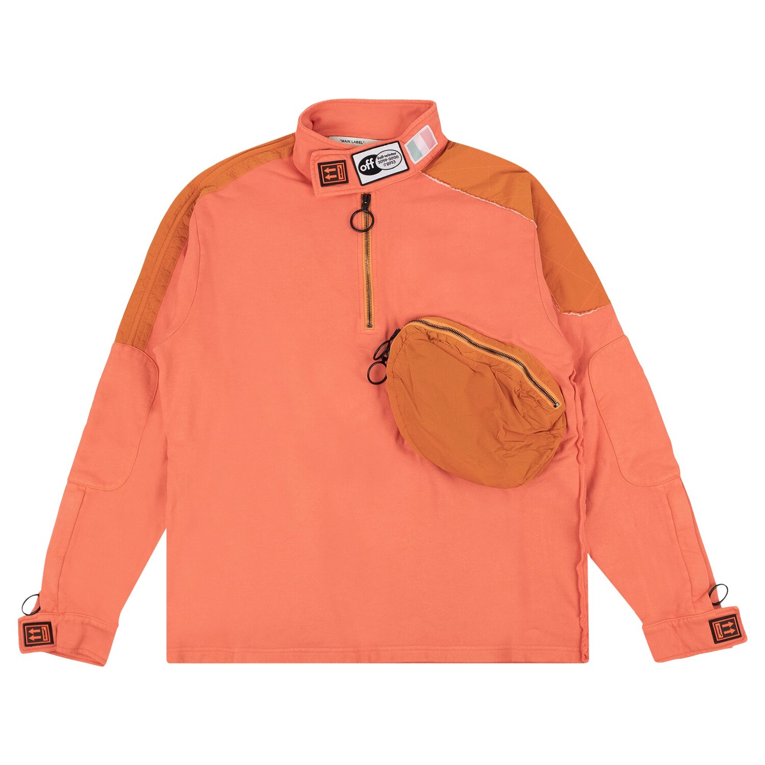 

Off-White Толстовка с молнией на половину длины Parachute, цвет Коралл