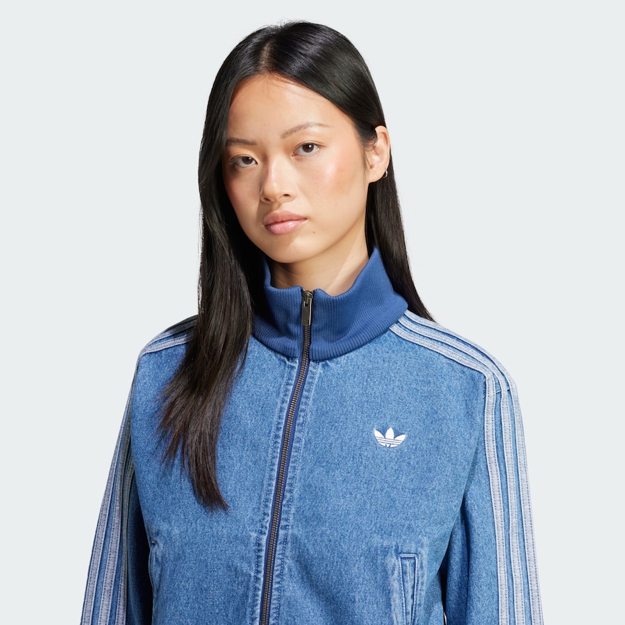 Толстовка с капюшоном на молнии ADIDAS ORIGINALS Adicolor Denim Track, Blue Denim — фото 4