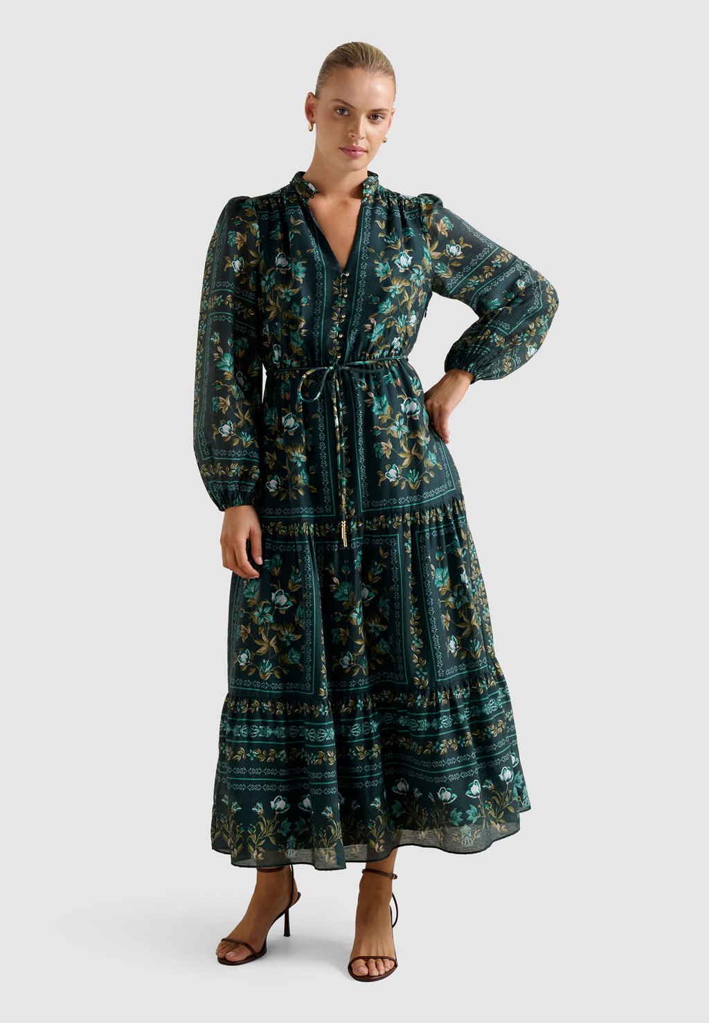 

Повседневное платье TARA PRINTED MIDI DRESS Forever New, зеленый