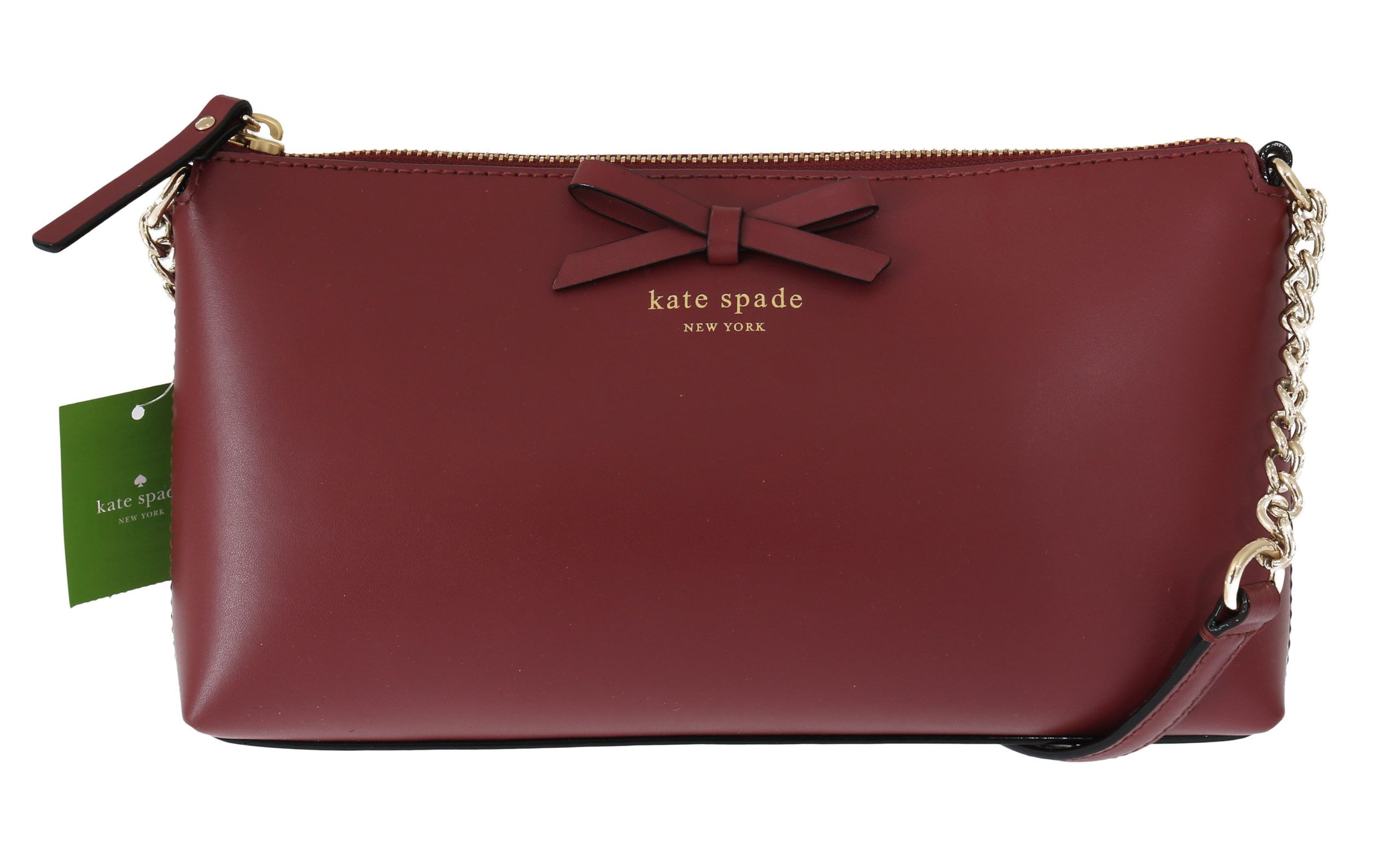 

Элегантная сумка через плечо из кожи цвета бордо Kate Spade
