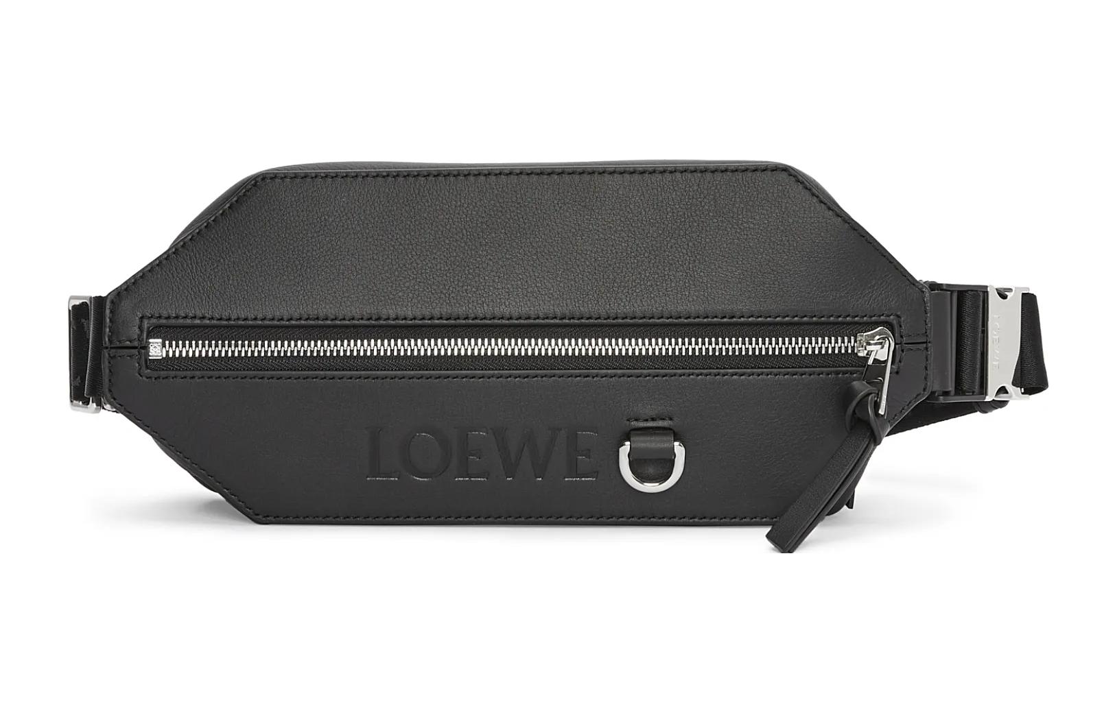 

LOEWE Чёрный кожаный поясной рюкзак мужской