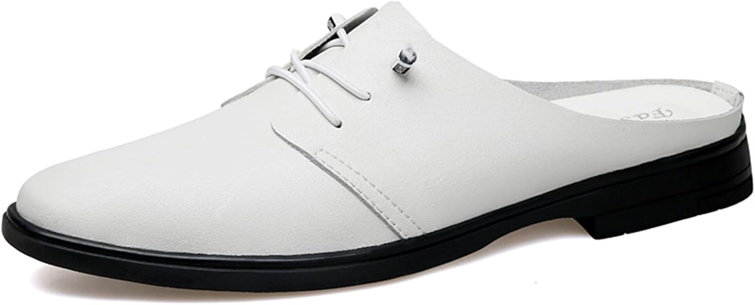 

Мужские лоферы без задника из натуральной кожи с пряжкой в виде лошади, модная формальная и повседневная обувь, беззадние тапочки Abborora, белый
