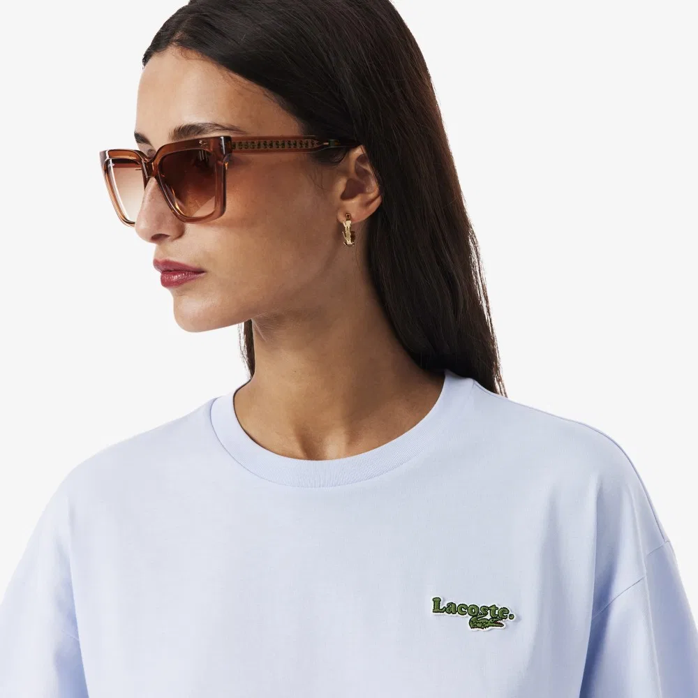 Футболка Lacoste Soft Branding светло-лавандовая полуукороченная — фото 2