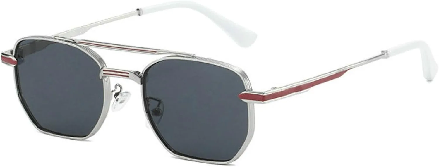 

Солнцезащитные очки COTIA квадратной формы для мужчин и женщин, ретро-авиаторы, двойная перемычка, металлическая оправа, винтажные линзы с градиентом, Silver Grey