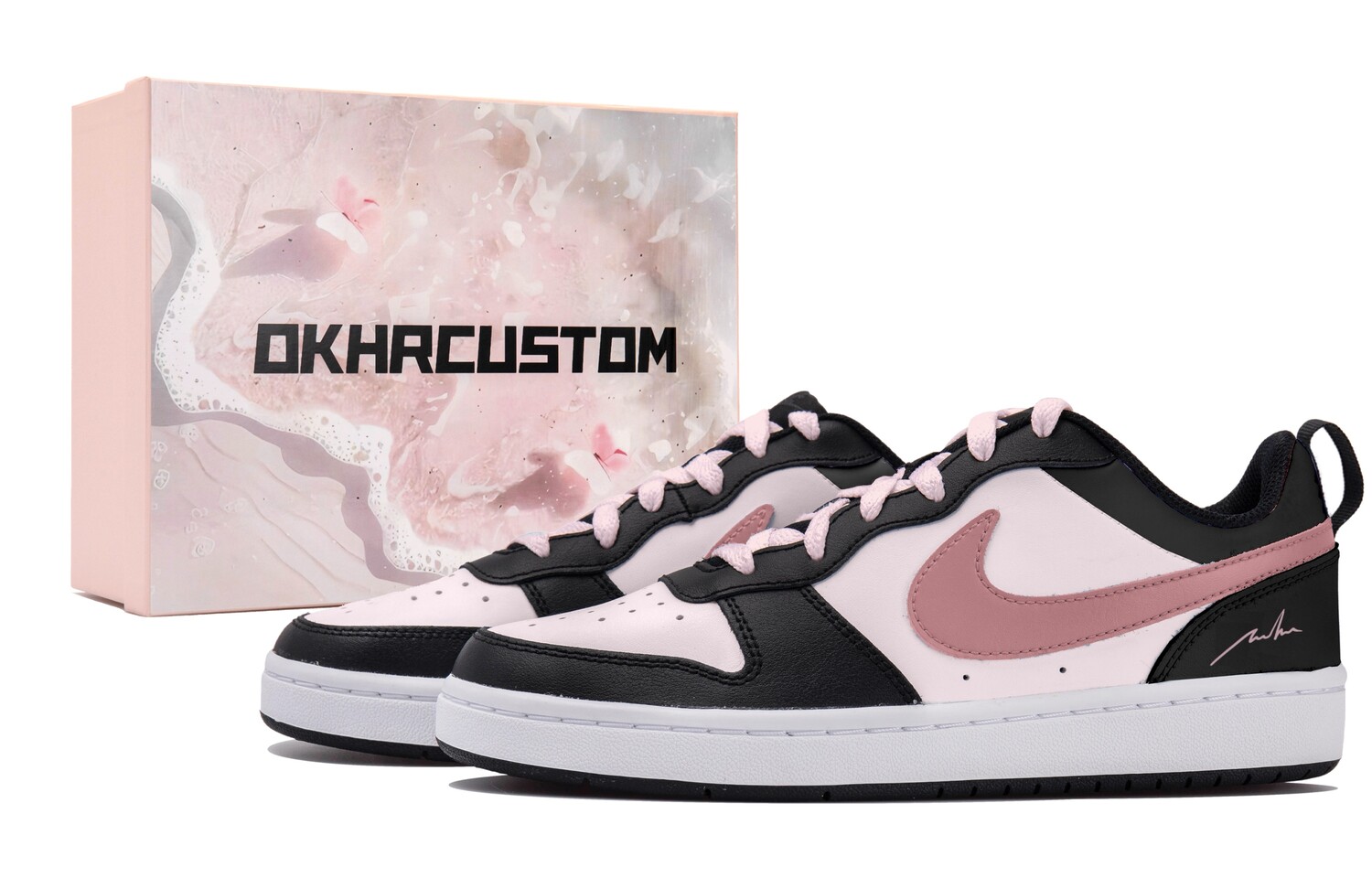 

Кроссовки Nike Court Borough Skateboarding Shoes Women's Low-top Black/pink/white, черный/розовый