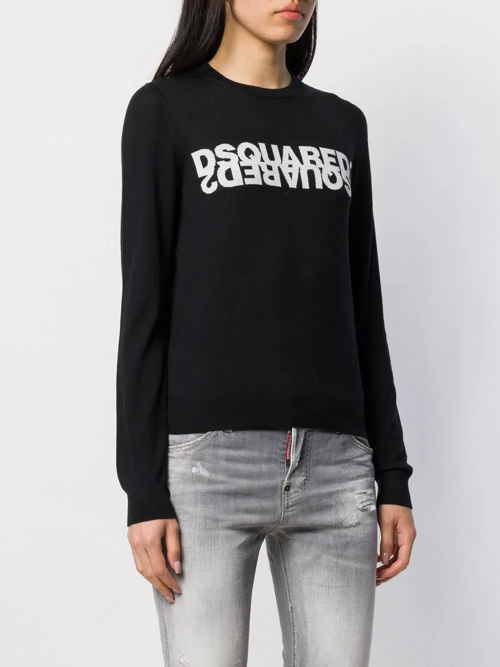 Вязаный джемпер с логотипом Dsquared2, черный — фото 3