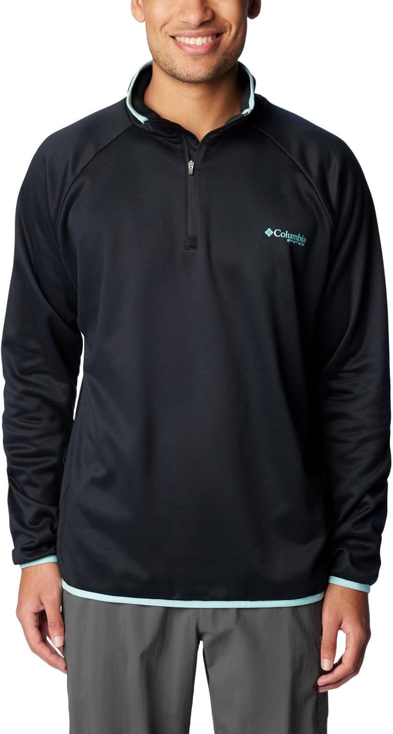 

Columbia mens Pfg Terminal Fleece 1/4 Zip, Black/Gulf Stream, Черный, Columbia mens Pfg Terminal Fleece 1/4 Zip, Black/Gulf Stream