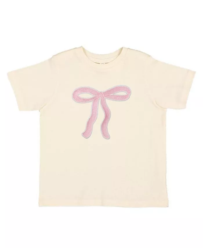 

Детская футболка с коротким рукавом и бантом в стиле кокетт для девочек Sweet Wink, коричневый/бежевый