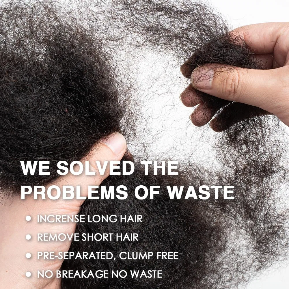 Натуральные афро-кудрявые волосы «Afro Kinkys Bulk Human Hair» от QVR Queen Virgin Remy, Natural — фото 2