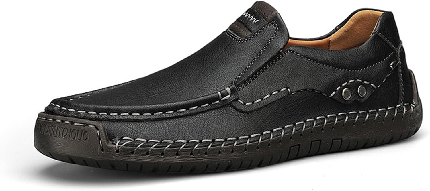 

Мужские слипоны ручной работы из натуральной кожи, мягкие и дышащие, для ходьбы и вождения Abborora, черный