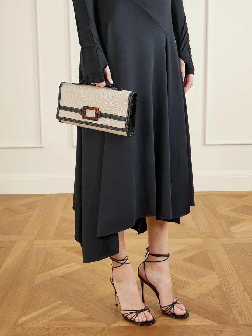 Клатч из парусины Belle Vivier с пряжкой Roger Vivier, бежевый — фото 3