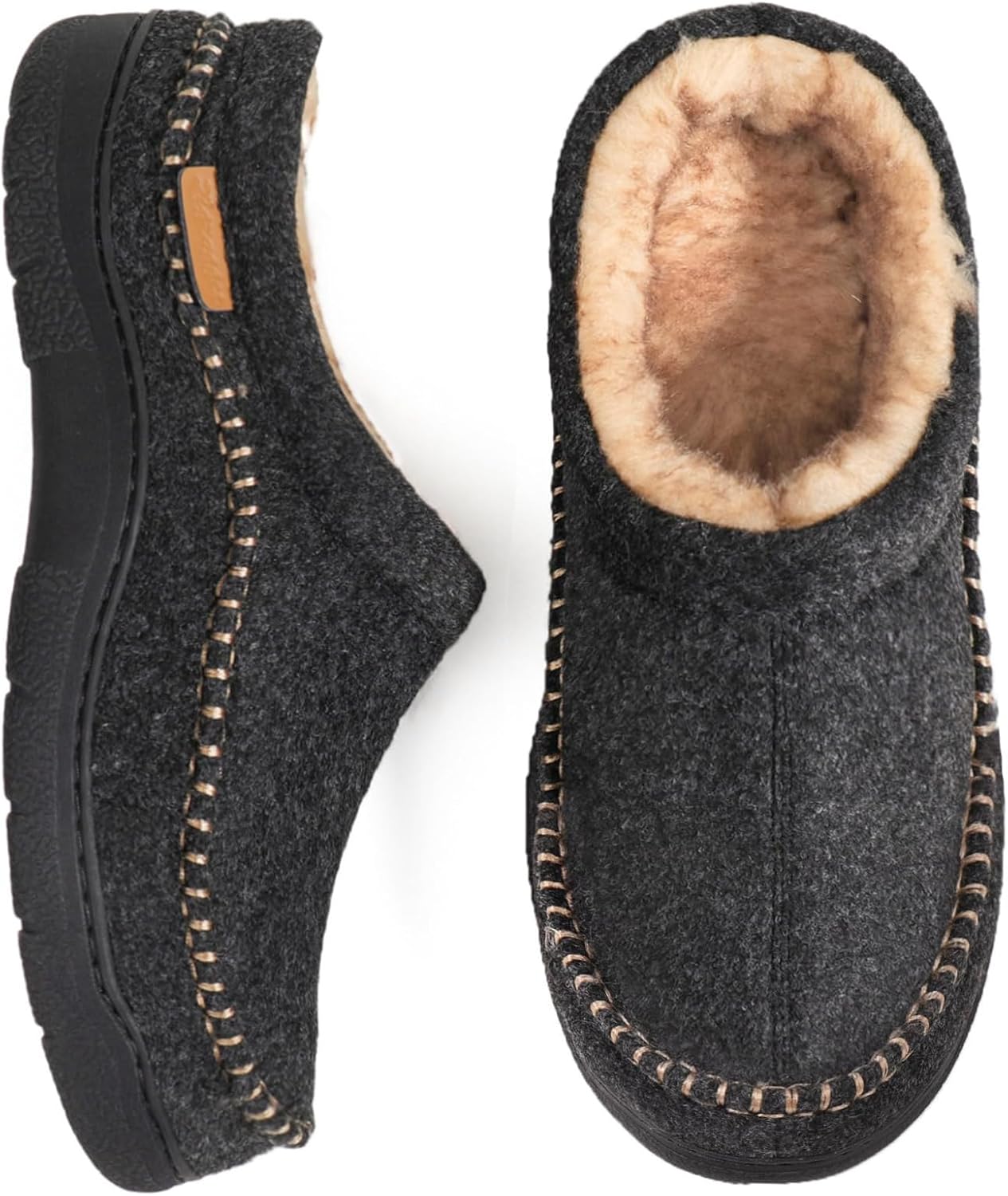 

Мужские мокасины-тапочки Zigzagger без застежек, теплые пушистые удобные домашние тапочки для дома и улицы, широкие пушистые лоферы-тапочки, черный