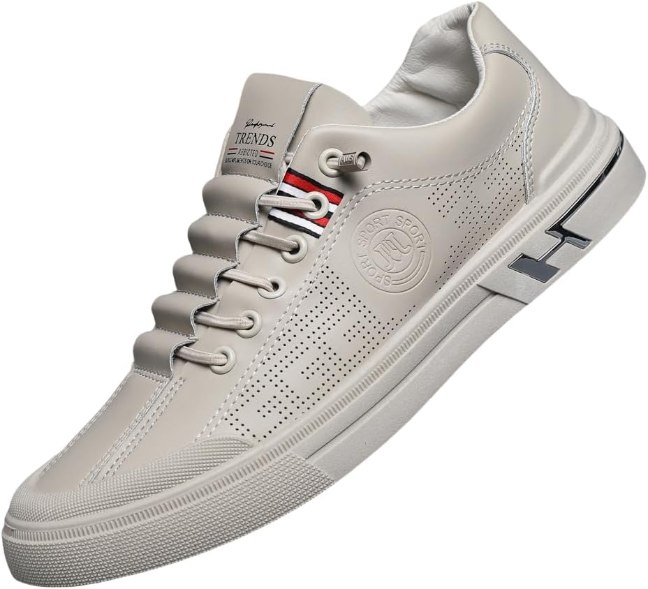 

Мужские повседневные кеды, Мягкая кожаная подошва с дышащим верхом и стильным низким силуэтом для ежедневной носки Hoalox, бежевый