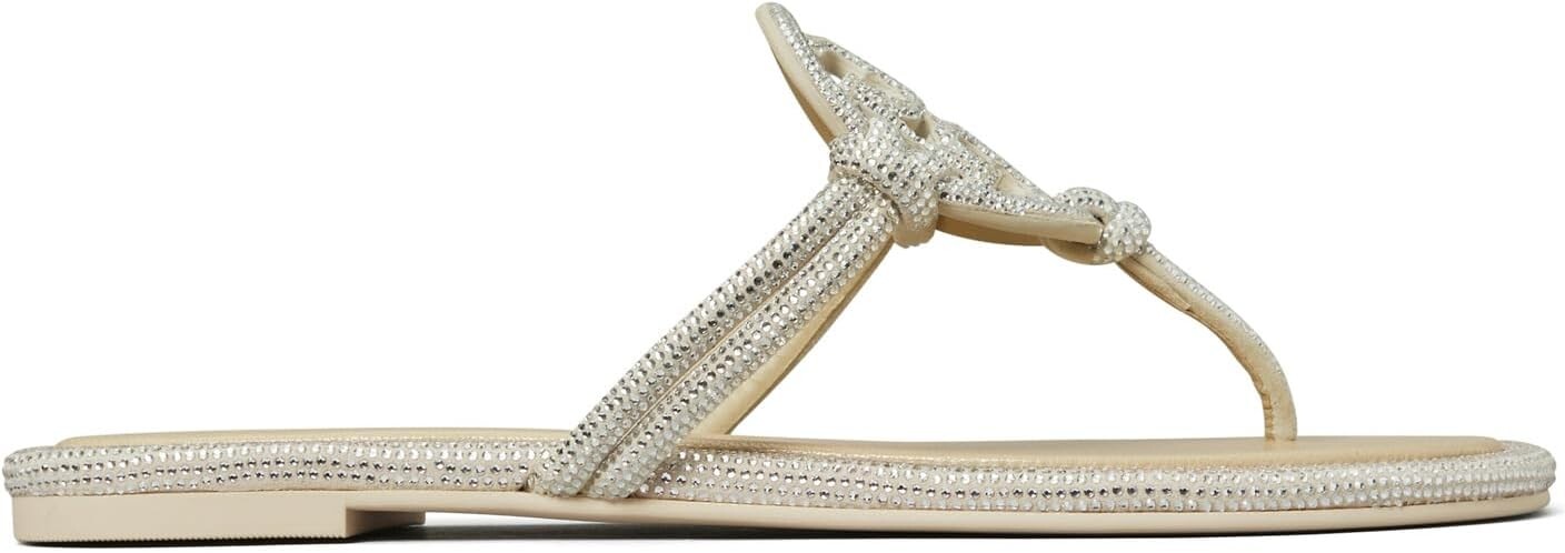 Сандалии на плоской подошве Miller Knotted Pave Tory Burch, цвет Stone Gray — фото 3