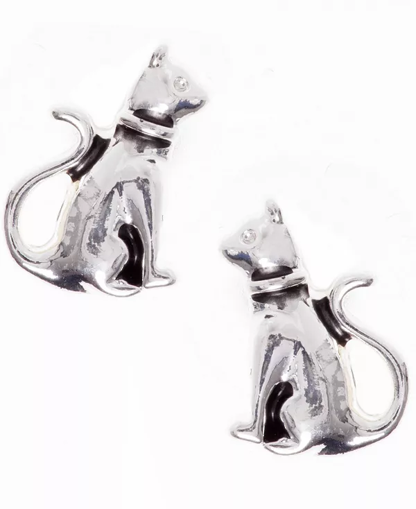 

Серьга-Пуговица в виде кошки Pet Friends Jewelry, silver-tone